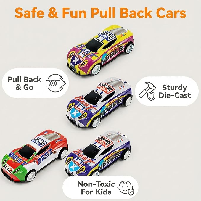 Speedy Panther 36 Pack Pull Back Toy Cars Bulk, Mini Race Car Party Favors for Kids, Goodie Bag Fillers for Boys and Girls, Prizes for Carnival Games Classrooms Rewards