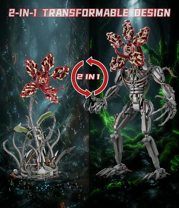 2-in-1 Transforming Carnivorous Plant Monster Building Kit – Strange Beast Figure to Creepy Mutant Flower, Creative Building Toy Ideal for Horror & Fantasy Fans
