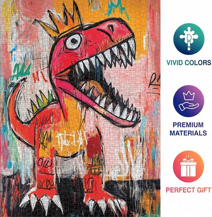 Cross & Glory - King Chompsalot - 1000 Piece Jigsaw Puzzle for Adults | Best New Dinosaur Puzzle | Prehistoric T-Rex Artwork | Challenging and Fun Puzzle Experience