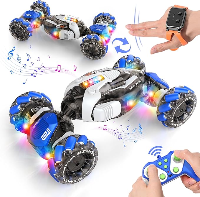 Nicella Remote Control Car, RC Toys Gifts for 6 7 8 9 10 11 12 Year Old Boys Girls - 360° Rotating 4WD Gesture Sensing RC Sunt Car with Lights & Music - Cool Birthday Gifts for Kids