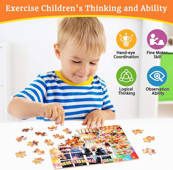 MZZOTOY Dog Birthday Party Puzzle for Kids Ages 4-8, 100 Pieces Jigsaw Puzzles for Kids Ages 3-5， Learning Educational Puzzles Toys Great Gift for Boys Girls in a Metal Box