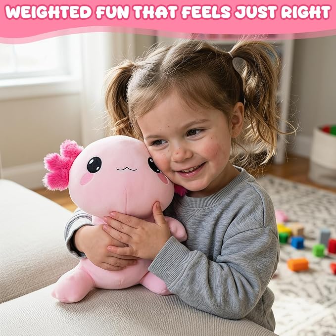 TOYSYM Weighted Stuffed Animals, Axolotl Stuffed Animal with Weighted Beads, Cute Plush Toy Pillow Gifts for Adults Kids Boys Girls