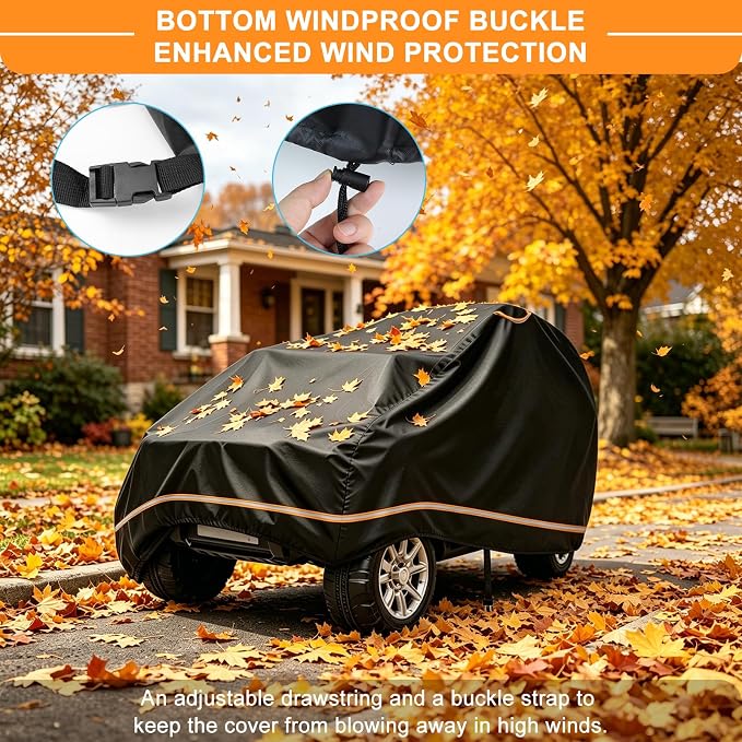 Ride-On Toy Car Cover for Toddler Electric Vehicles, 52" x 28" x 24" | Water Resistant, Reflective Strips, Windproof Design, All-weather Protection