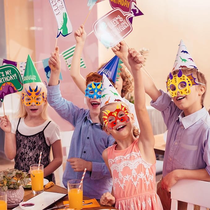 Lonfliness 36 Set Dinosaur Coloring Mask Dino Paper Arts Crafts Color Your Own Dinosaur Blank DIY Mask Masquerade Birthday Party Dress-Up Decorations Favor Activity Game Supplies