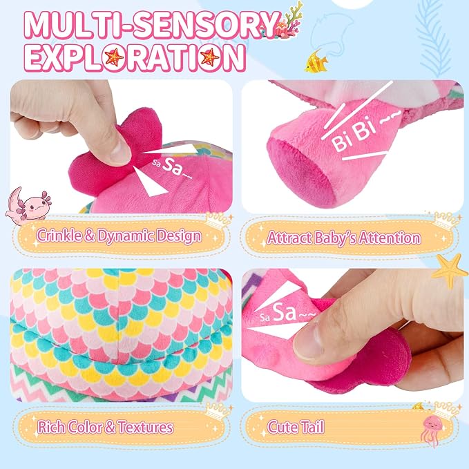 Baby Toys for 1 Year Old Girl Gifts, Pink Dancing Crawling Axolotl Interactive Baby Toy for 6-12-18 months, Rechargeable Musical Plush Toy with 50 Songs, Voice Recorder, Baby Girl Toddler Toys Age 1-3