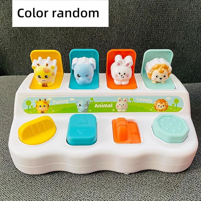 Cause-And-Effect Toys for Babies, educational toys for 1 year old, Developmental Toy With Buttons & Color Sorting Animal, toddlers 2-3, 18 Months kids Pop-Up toys, 6-12 months baby birthday gift.