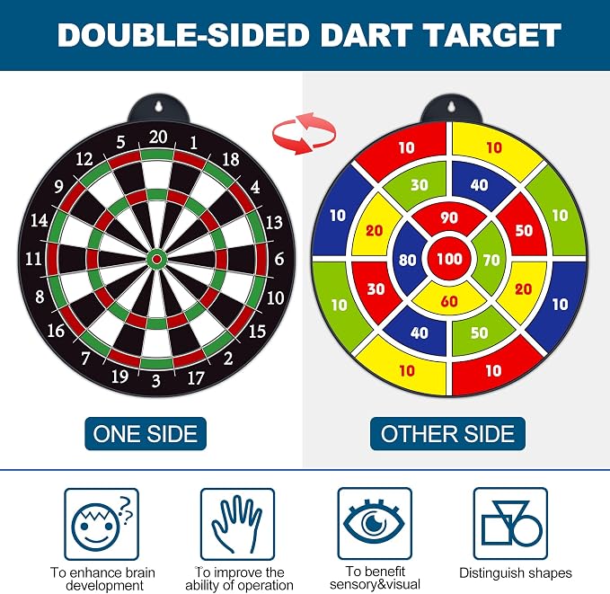 Dart Board - 12pcs Magnetic Darts - Excellent Indoor Game and Party Games - Gifts for 5 6 7 8 9 10 11 12 Year Old Boy Kids