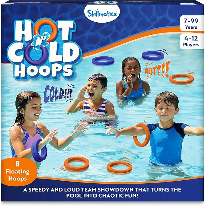 Skillmatics Pool Game – Hot ’N’ Cold Hoops, Fun Team Swimming Pool Toy for Kids, High-Energy Summer Game for Boys & Girls Ages 7, 8, 9, 10, 11 & Up, 4-12 Players, 8 Floating Hoops