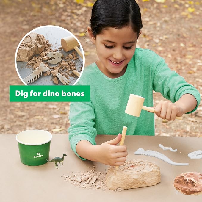 KiwiCo Dinosaur Fossil Dig Kit, STEM Paleontology Science Set for Kids Ages 6+, Excavate and Build Skeleton, Facts Poster