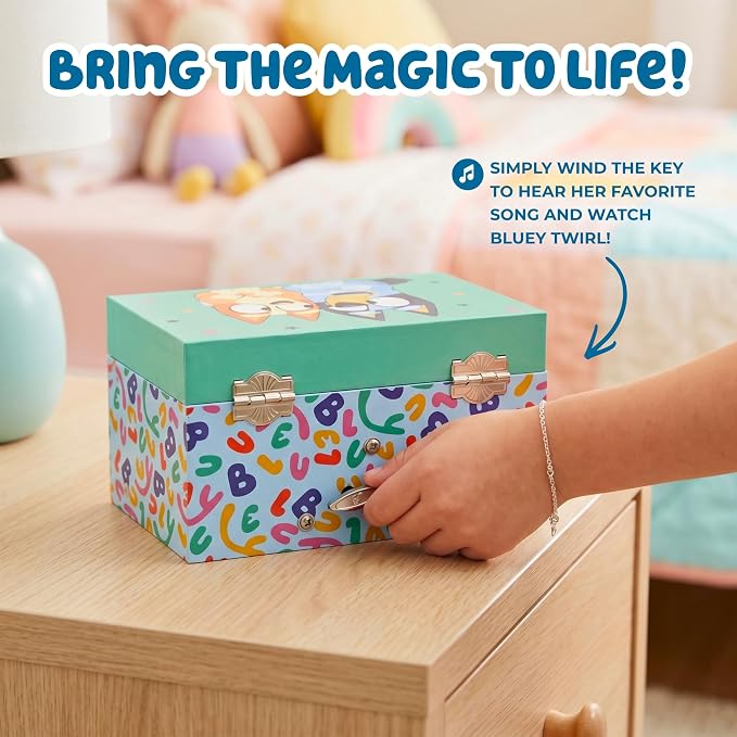 Bluey & Bingo Jewelry Box for Girls Musical Jewelry Box with Spinning Figurine, Bluey & Bingo Toys for Kids Ages 3-5 Plays Bluey Theme Song