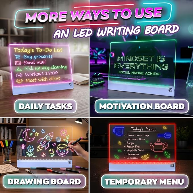 Upgraded 16 Inches LED Drawing Board – Rechargeable, 8 Colors, 11 Light Modes, Adjustable Brightness – Acrylic Light Board for Tracing with Stand, Markers and Full Kit – Birthday Gift Set (Blue)
