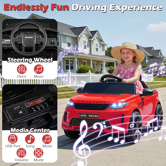 Costzon Ride on Car, Licensed Land Rover Discovery Sport Electric Vehicle, 12V Kids Car with Parent Remote Control, Music, Horn, Song, Gift for Aged 3+ (Red, 38” x 24” x 17”(L x W x H))