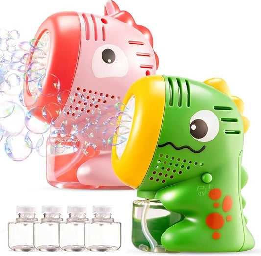 SYNCFUN 2 Pcs Dinosaur Bubble Machines for Toddlers, Unicorn Mini Bubble Machines with Bubble Solution for Kids,Toddlers, Summer Outdoor Party Favors, Kids Easter Birthday Gift