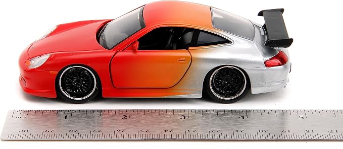 Jada Pink Slips 1:32 W1 Porsche 911 GT3RS Die-Cast Car, Toys for Kids and Adults (Primer Red/Orange/Silver)