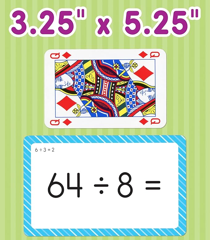 Carson Dellosa Division, Fractions, and Multiplication Flash Cards, 3 Sets of Flashcards, Math Games for Kids 8-12, 3rd Grade Mathematics Practice and Up