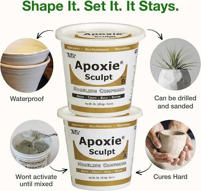 Aves-Apoxie Sculpt - 2 Part Modeling Compound (A & B) - 4 Pound, White/Stone White