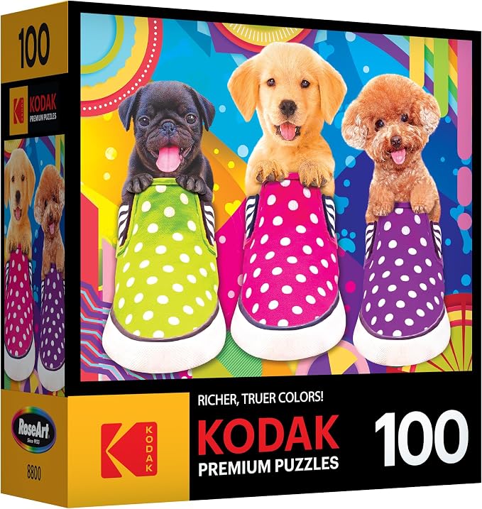 RoseArt - Kodak Premium - Puppy Socks - 100 Piece Jigsaw Puzzle