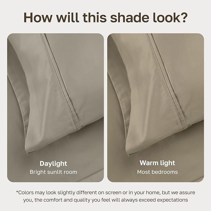 California Design Den Soft 100% Cotton Bed Sheets Cal King Size Set, 400 TC Good Housekeeping Award Winner, Silky Smooth Sateen with Deep Pockets, Breathable & Durable Cal King Bedding Set - Taupe