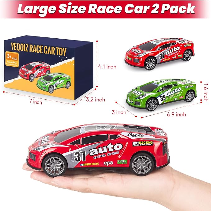 7 Inch Race Toy Cars for Toddler Boys Girls Friction Powered Push and Go Trucks Car Toys for Kids Ages 3 4 5 6 Year Old Birthday Gifts Christmas Stocking Stuffers