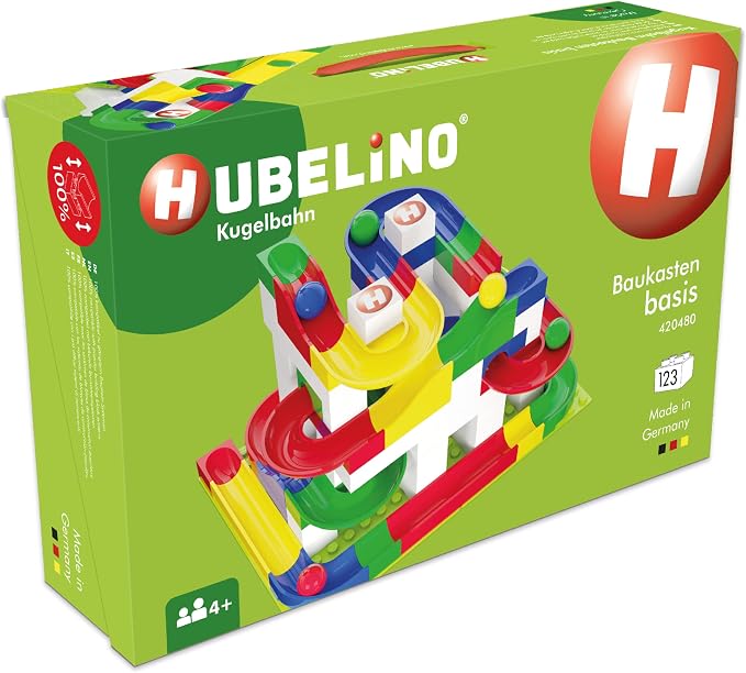 Hubelino Marble Run 123 Piece Starter Building Box Set, STEM Toys for 4-8 Year Olds, Compatible Marble Maze and Ball Run, Made in Germany