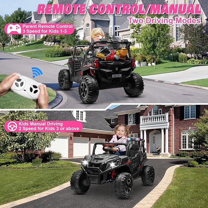 JOYRACER 24V Ride on Car for Big Kids, 4x4 Off-Road UTV w/800W Powerful Motors, Remote Control, 5 Mph Max Speed, Bluetooth, MP3, Lights, 20" Two Seater Ride On Toys for Kids, Black