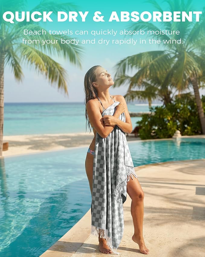 Antfuny 6 Packs Turkish Beach Towel Blanket Bath Pool Towels Bulk Travel Sand Free Quick Dry Extra Large Oversized Cute Big Cotton Soft Lightweight Compact Proof Men Women Adult Long Aesthetic Cloud