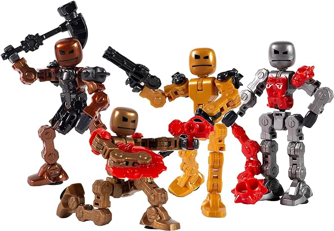 Zing Klikbot, Complete Set of 4 Poseable Action Figures with Weapons, Translucent, Create Stop Motion Animation, for Ages 6 and Up (Series 2 Villains)
