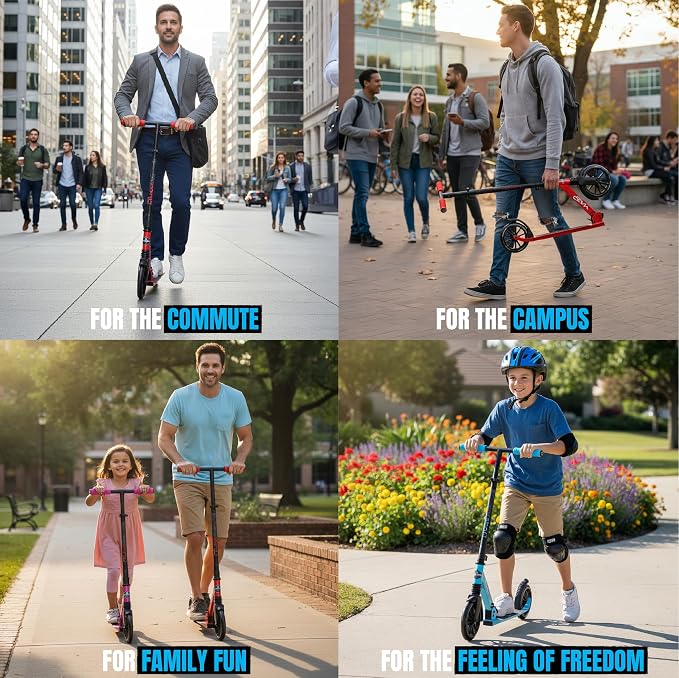 Kick Scooter for Kids, Teens & Adults - Lightweight Durable Frame, Smooth Ride, Sturdy Deck - Fun Rides for All Ages - Madd Gear
