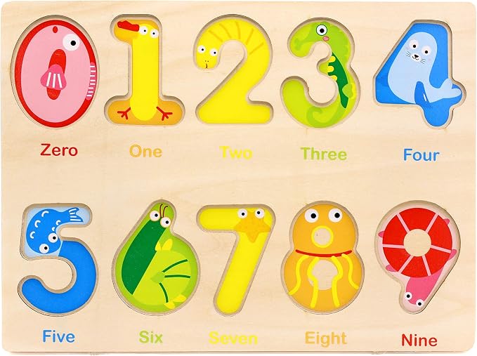 Aile Wooden Preschool Learning Number Puzzles Toys for Kids Age 2-4， Educational Toys.