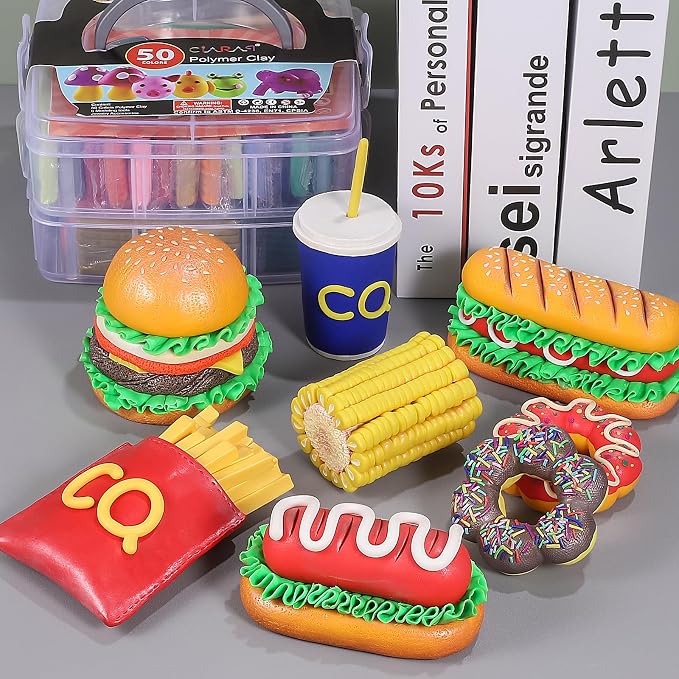 CiaraQ 50-Color Polymer Clay Oven Bake Modeling Kit for Kids & Artists | Non-sticky & non-toxic. 3.24 lb. With sculpting tools. Classroom & Home Use. Fun gift for Children & artists. Ages 4+
