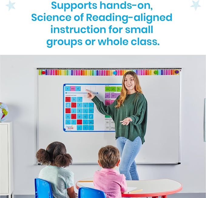 hand2mind Advancing Phonics Word Work Demonstration Set, Jumbo Magnetic Poster with 108 Phonics Tiles, Magnetic Classroom Supplies, Whiteboard Magnets for Teachers, Science of Reading Manipulatives