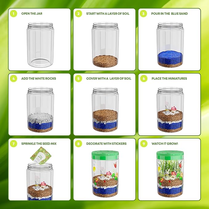 Dan&Darci Light-Up Terrarium Kit for Kids - STEM Science Kit - Educational DIY Toy for Boys & Girls - Birthday Gift - Craft Project Idea for Ages 6 7 8 9 10 11 12 Year Old - Craft for Boys
