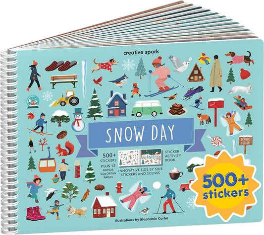 Snow Day 500+ Kids Sticker Book by Cupkin Fun Toddler Winter Activity Coloring and Sticker Book, Road Trip Essentials, 12 Coloring Pages 12 Side by Side Scenes for Ages 2–8 Years