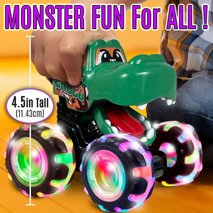 stargo - Croc Monster Truck Toy - Light Up Chomping Pull Back Truck - Press and Go Cars for Easter Basket Stuffers, Boy Birthday Gifts, Toys for Toddlers, Kids Ages 3-5 4-6 5-7 4-8