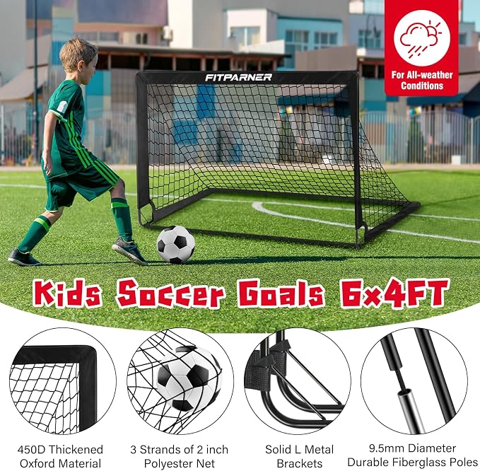 Soccer Goal,Backyard Soccer Goals for Kids 2 Pack,4x3/6x4 FT Portable Toddler Soccer Nets with Target,Ball & Cones,Soccer Training Equipment for Kids Youth Outdoor Games,Sports,Play