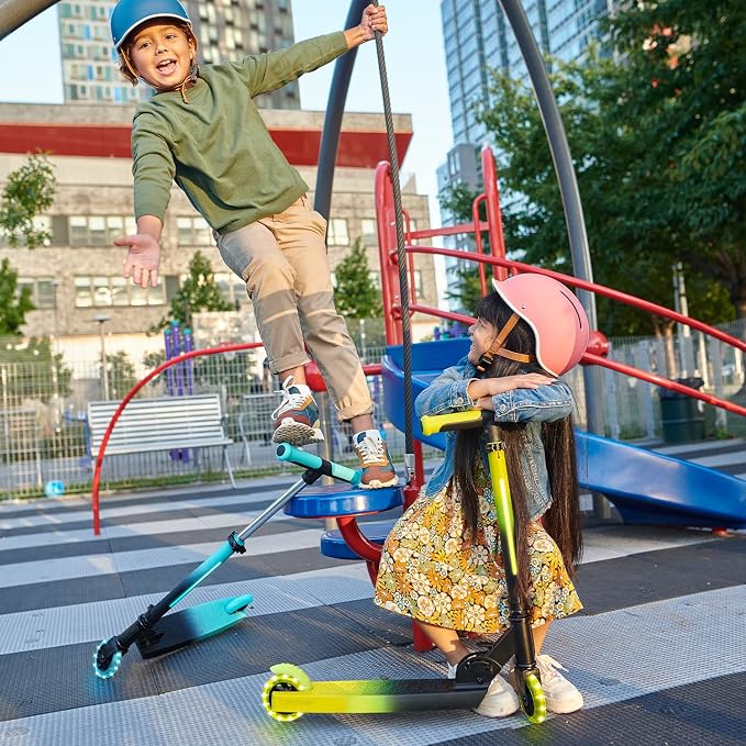 Jetson Juno 2-Wheel Light-Up Kick Scooter, Portable Folding Scooter for Kids with Light-Up 4-Inch Wheels, Adjustable Handlebar Height, Ages 5+