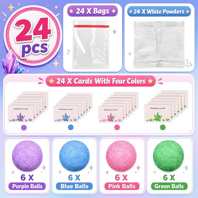 24Pcs Science Kit Crystal Growing Toys Party Favor Supply Gifts for Kids Classroom Goodiebags Gifts