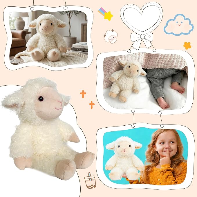 Stuffed Animal Plush Toy Soft Plushie Cuddly Sheep Cute Plush Toy for Kids Toddlers Soothing Sleep Birthday Christmas Nursery Decor Party Favors