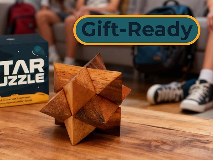 BSIRI Adults Games Gifts Wooden Star Cube Puzzle Game Brain Teasers of the Logic Game Adults Seniors and Teen to Challenge Puzzles for Fun Entertaining Things and Fun Tools of Parents