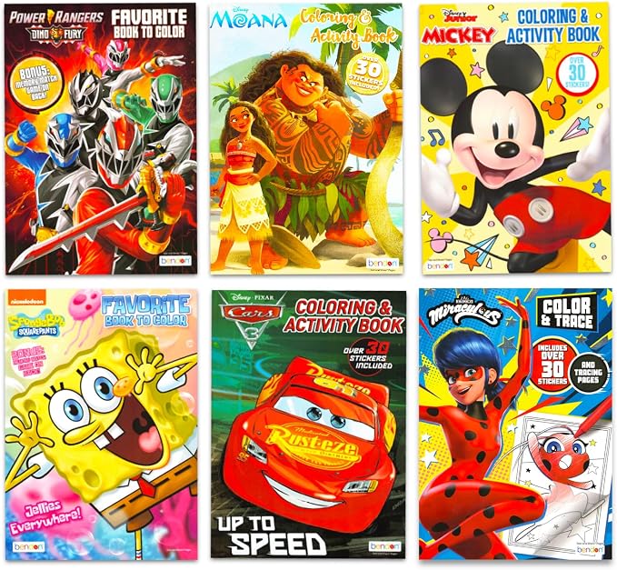 Disney 24 Bulk Coloring Books for Kids Ages 4-8 - Assorted 24 Licensed Coloring Activity Books for Boys, Girls | Bundle with Full-Size Pages, Crayons, Stickers, Games, Puzzles, More (No Duplicates)