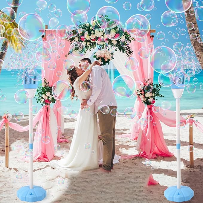 Palksky Bubble Machine with Lights for Outdoor - 2Pack, Height 47 Inches Bubbles Blower Maker for Kids Toddlers, Battery Automatic Bubbles Blower Maker for Outdoor/Indoor Wedding Birthday Party