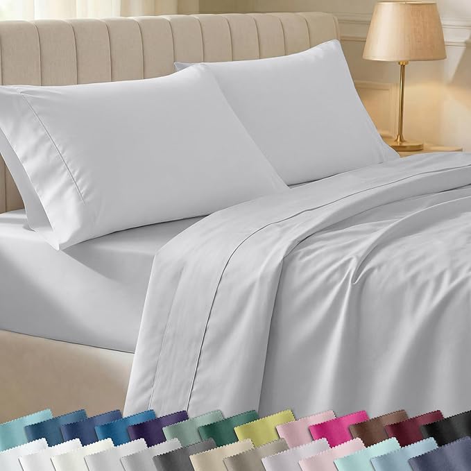 California Design Den Soft 100% Cotton Twin XL Bed Sheets Set, 400 Thread Count Good Housekeeping Award Winner, Silky Smooth Sateen Weave, Breathable and Durable Twin XL Bedding Set - Silver