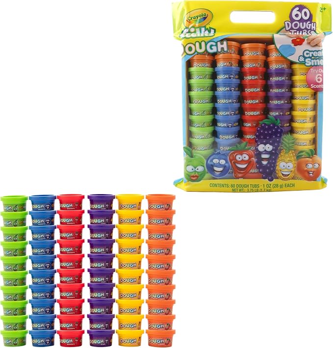 Crayola Silly Scents Dough 60pk x 1oz, Easter Day Gifts & Party Favors, Kids Toys for Party Favor Bags, Modeling Clay, Allergen-Friendly, Non-Toxic, Candy Creativity Alternative