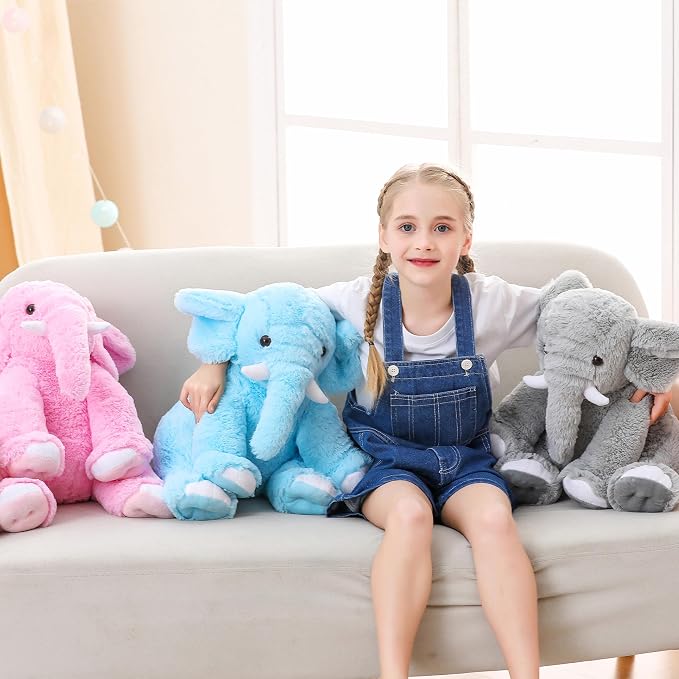 JellyMallow Elephant Weighted Stuffed Animals 5 lbs 16 inches Pink, Large Weighted Elephant Plushie Cuddly Pillow Gift for Kids & Adults