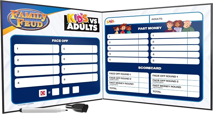 Imagination Gaming Family FEUD Kids VS Adults Edition Card Game, Get Ready for a Family Showdown, 150 Question Cards, 50 Fast Money Cards, Complementary App with Sound Effects from The Show