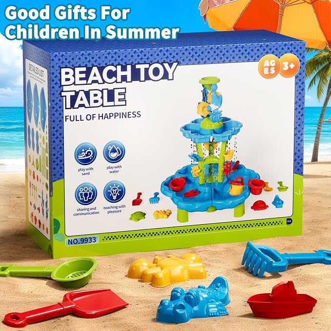 Kids Sand Water Table: Water Table for Toddlers 3-5, Water and Sand Activity Sensory Tables Summer Outdoor Toys Beach Toys for Outside Backyard for Kids Toddlers Age 3 4 5 6 7 8