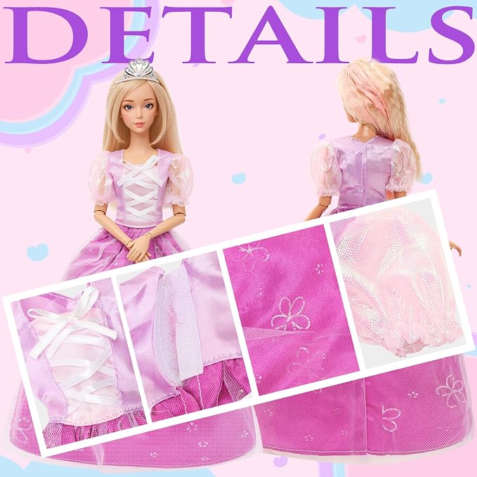 24 Pcs Doll Clothes & Accessories 8 Set Clothes Including Party Gown Chill Suits Casual Outfits Sport Wear Ballet Dresses for Doll with 8 Shoes 8 Accessories for 11.5 Inch Girl Dolls Storytelling Set