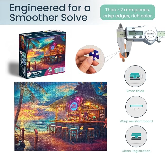 1000 Piece Jigsaw Puzzle for Adults - Beach Bar at Sunset - Challenging Puzzle Perfect for Game Nights - 1000 Piece Puzzle for Adults. 20x27 inches(Island Escape)