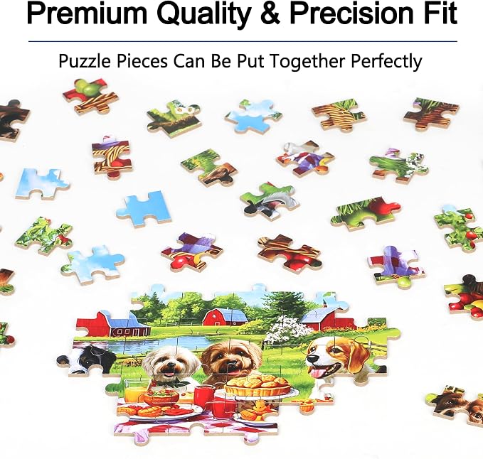 MZZOTOY Puppy Dogs Animal Picnic Puzzles for Kids Ages 4-8, 100 Pieces Jigsaw Puzzles for Kids Ages 3-5 Puzzle for Girls and Boys Learning Educational Puzzles Toys in a Metal Box