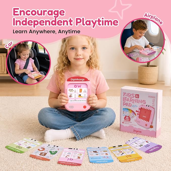 JoyCat Phonics Learning Tablet, Learn to Read with 156 Pages Talking Flash Cards, Digraphs CVC Blends Long Vowel Sounds Phonics Games, Progressive Educational Toy, Gift for Boys Girls Ages 3-8